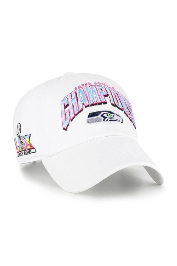 Men's '47  White Seattle Seahawks Super Bowl LX Champions Side Patch Clean Up Adjustable Hat