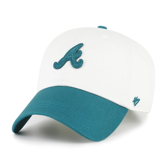 Men's '47 White/Teal Atlanta Braves Contemporary Tonal Clean Up Adjustable Hat