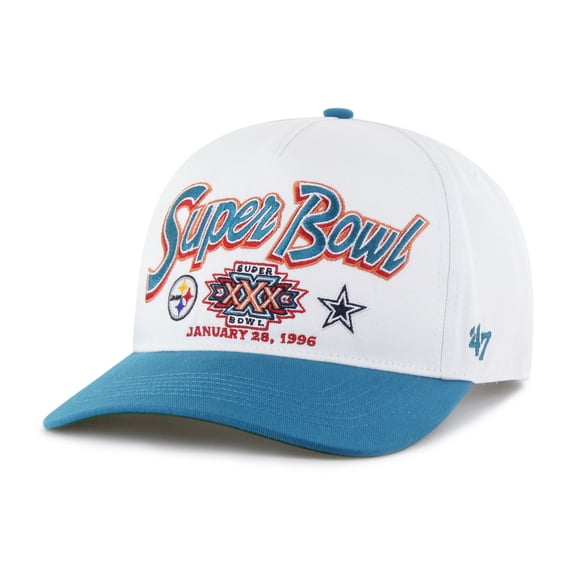 Men's '47 White/Teal NFL Multi-Team Throwback Dueling Logos Adjustable Hitch Hat