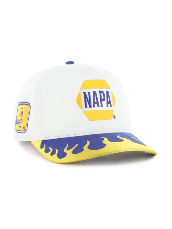 Men's '47 White/Yellow Chase Elliott Flame Hitch Adjustable Hat