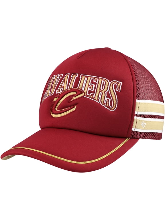 Men's '47 Wine Cleveland Cavaliers Sidebrand Stripes Trucker Adjustable Hat