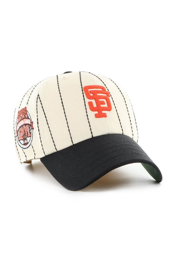 Men's '47 x Rawlings Natural/Black San Francisco Giants Pinstripe Clean Up Adjustable Hat