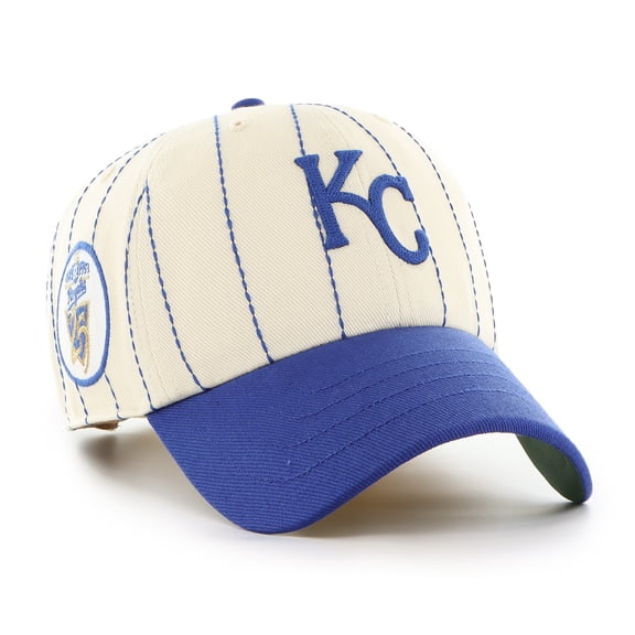 Men's '47 x Rawlings Natural/Royal Kansas City Royals Pinstripe Clean Up Adjustable Hat