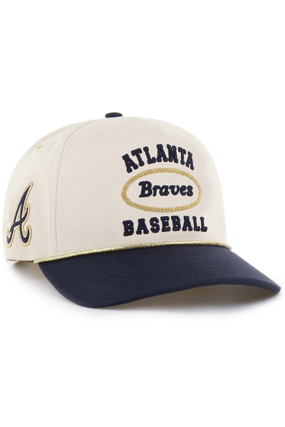 Men's '47 x Stoney Clover Lane  Natural/Navy Atlanta Braves Glitter Rope Hitch Adjustable Hat