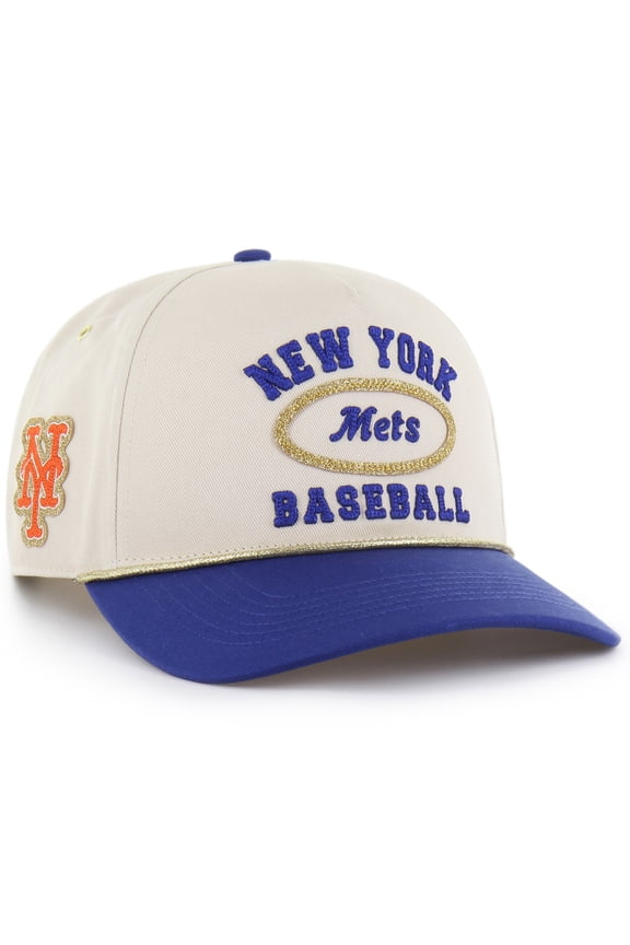 Men's '47 x Stoney Clover Lane  Natural/Royal New York Mets Glitter Rope Hitch Adjustable Hat