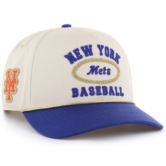 Men's '47 x Stoney Clover Lane Natural/Royal New York Mets Glitter Rope Hitch Adjustable Hat