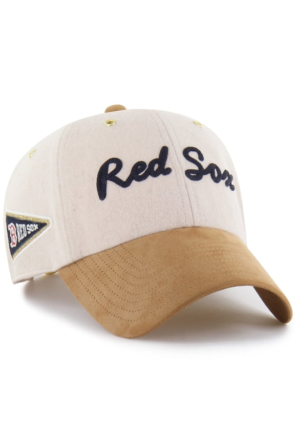 Men's '47 x Stoney Clover Lane  Natural/Tan Boston Red Sox Script Charm Clean Up Adjustable Hat
