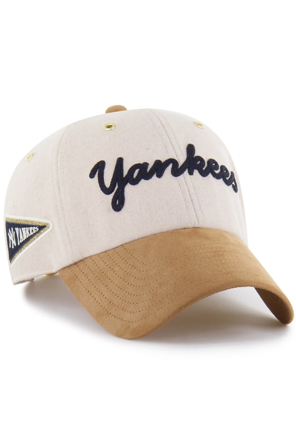 Men's '47 x Stoney Clover Lane  Natural/Tan New York Yankees Script Charm Clean Up Adjustable Hat