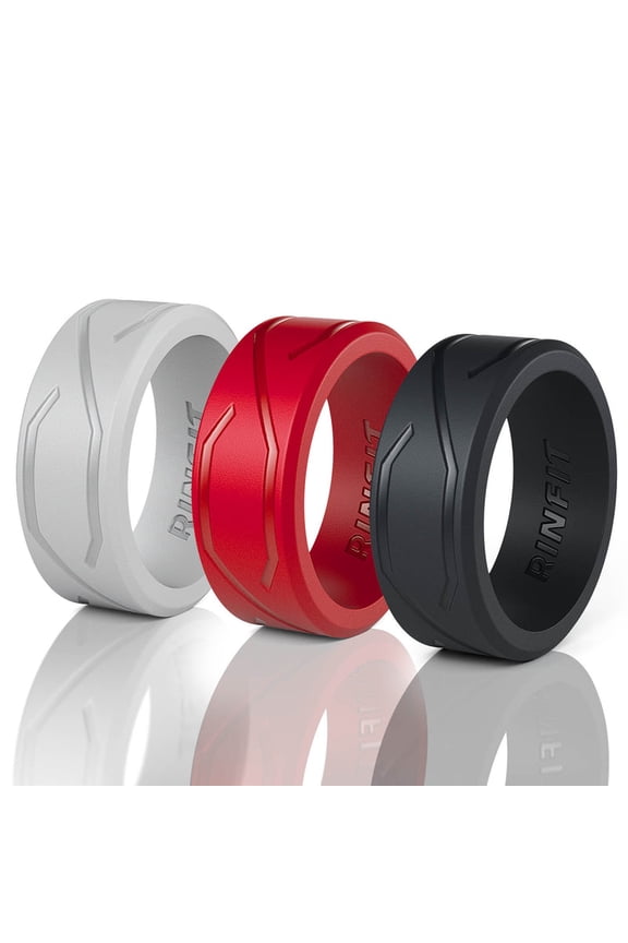 Men's 4Love Silicone Rings. Soft, Comfortable & Durable Wedding Bands. US Design Patent - 3 pack