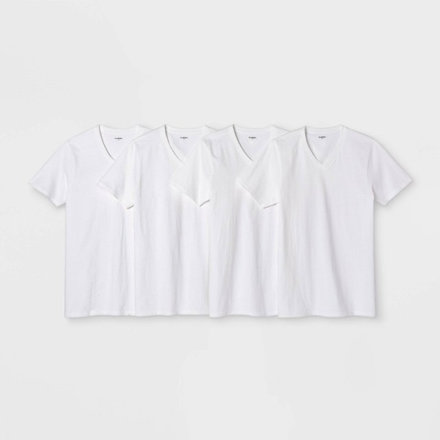 Men's 4pk VNeck TShirt Goodfellow & Co™ White M