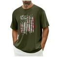 thumbnail image 1 of Men's 4th of July Patriotic Graphic Tee - Red White Stripe Crew Neck Blouse, Loose Fit Lightweight T-Shirt for Independence Day Celebrations & Summer Casual Wear, 1 of 5