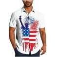 thumbnail image 1 of Men's 4th of July T-Shirt Turn-Down Collar Blouse Button Down V Neck Tops Independence Day Shirts Red White Blue Stars Graphic Tee Short Sleeve Top Summer Dress Shirt Trendy Casual 2025, 1 of 6