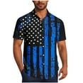 thumbnail image 1 of Men's 4th of July T-Shirt Turn-Down Collar Blouse Button Down V Neck Tops Independence Day Shirts Red White Blue Stars Graphic Tee Short Sleeve Top Summer Dress Shirt Trendy Casual 2025, 1 of 6