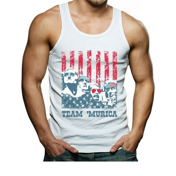 Men's 4th of July Tank Top - Patriotic USA Flag Graphic - Independence Day Celebratory Apparel - Republican Style - Ideal Summer Wear for American Holidays - National Pride Outfit - XX-Large White
