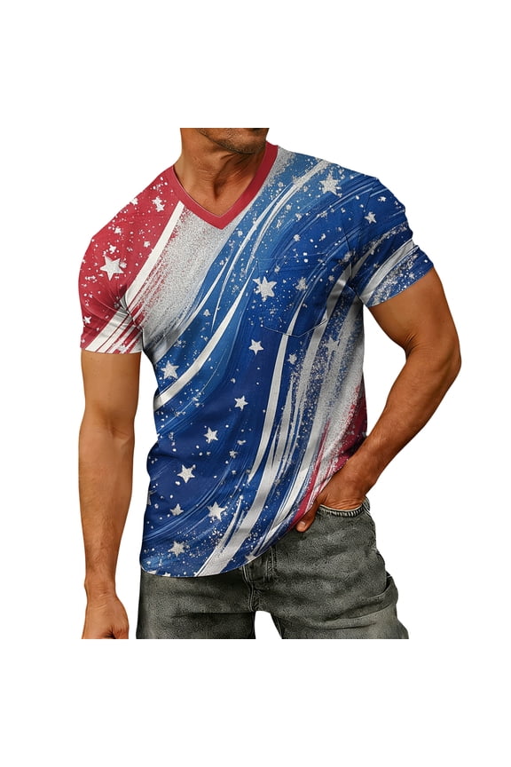 Men's 4th Of July Shirt Plus Size Short Sleeve 250 Anniversary Usa Shirt Usa Flag Graphic Print American Flag Patriotic Tshirt