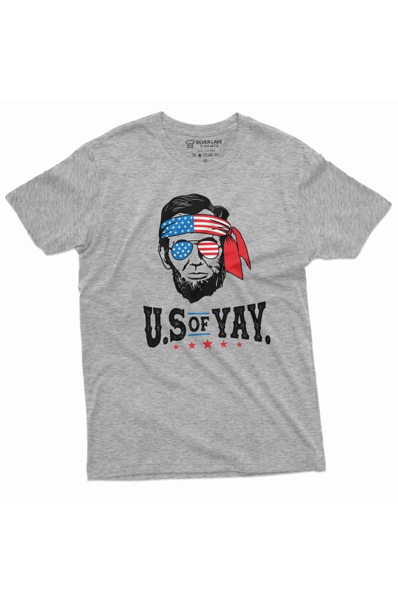 Men's 4th of July Abraham Lincoln T-shirt Patriotic U.S of YAY USA flag cool independence day shirt