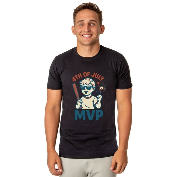 Fourth of July MVP Fireworks Men's Independence Day Patriotic Funny Parody Short-Sleeve T-Shirt