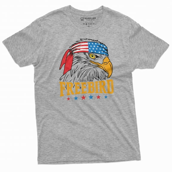 Men's 4th of July Patriotic T-shirt Eagle bandana cool independence day patriotic shirts (Small Grey)