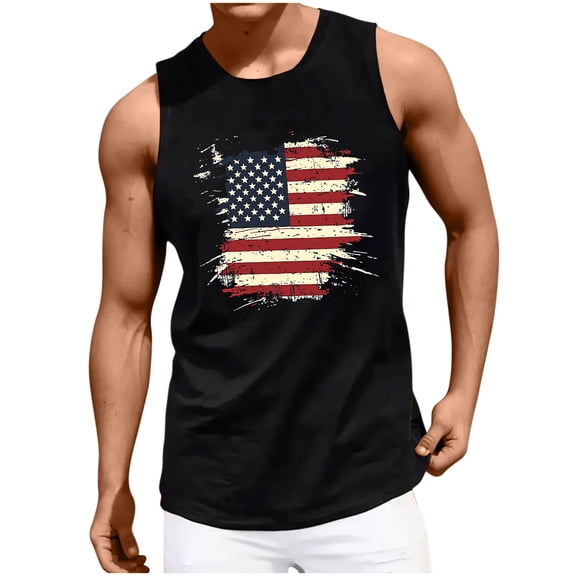 Men's 4th of July Patriotic Tank Tops – Sleeveless Graphic Muscle Shirts, USA Flag Comfy Cotton Summer 2025 Gym & Casual Wear