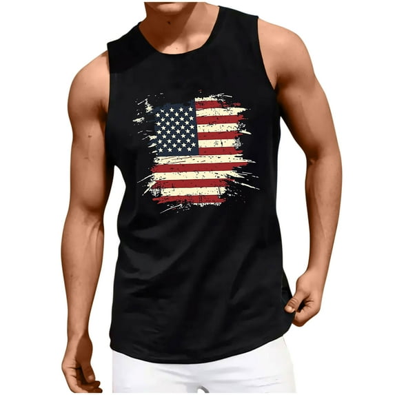 Men's 4th of July Patriotic Tank Tops – Sleeveless Graphic Muscle Shirts, USA Flag Comfy Cotton Summer 2025 Gym & Casual Wear