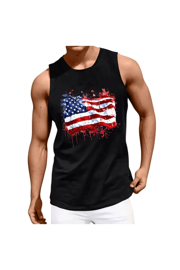 Men's 4th of July Patriotic Tank Tops – Sleeveless Graphic Muscle Shirts, USA Flag Comfy Cotton Summer 2025 Gym & Casual Wear