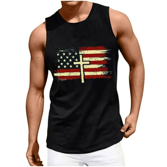 Men's 4th of July Patriotic Tank Tops – Sleeveless Graphic Muscle Shirts, USA Flag Comfy Cotton Summer 2025 Gym & Casual Wear