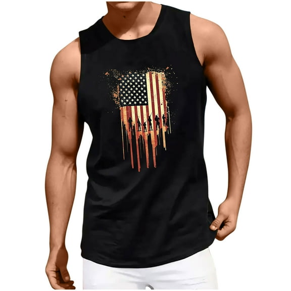 Men's 4th of July Patriotic Tank Tops – Sleeveless Graphic Muscle Shirts, USA Flag Comfy Cotton Summer 2025 Gym & Casual Wear