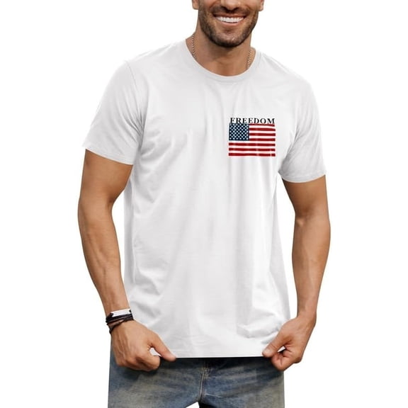 Men’s 4th of July Shirt – American Flag 1776 Patriotic T-Shirt, Short Sleeve Cotton Tee by Arvilhill