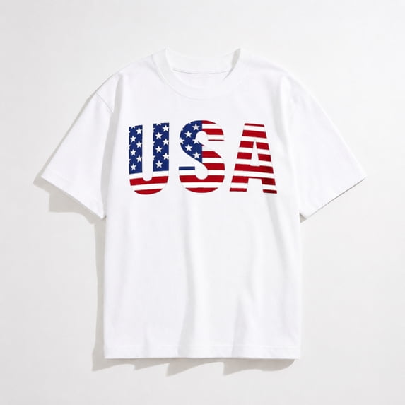 Men's 4th of July Shirts American Flag Patriotic Shirts Short Sleeve USA Memorial Day Cotton T Shirts