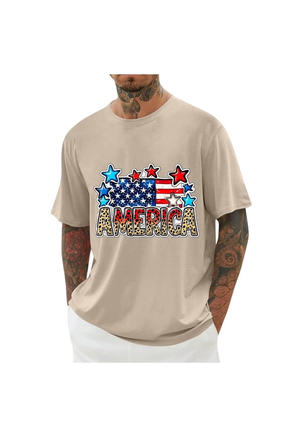 Men's 4th of July Shirts Summer Short Sleeve Workout Shirts American USA Flag Patriotic Independence Day Tee Tops