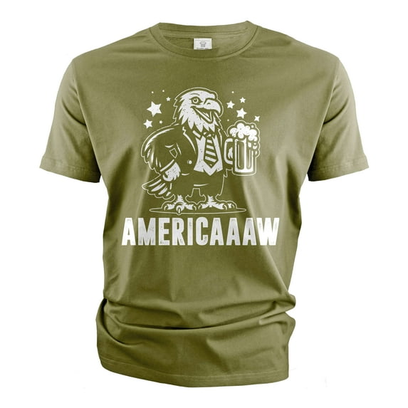 Men's 4th of July USA Americaw T-shirt US patriotic Tee Eagle Caw funny fourth party tee shirt (Small Military Green)