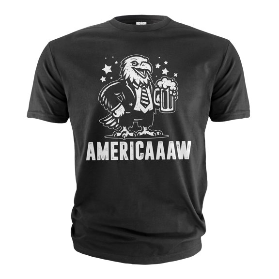 Men's 4th of July USA Americaw T-shirt US patriotic Tee Eagle Caw funny fourth party tee shirt (X-Large Black)