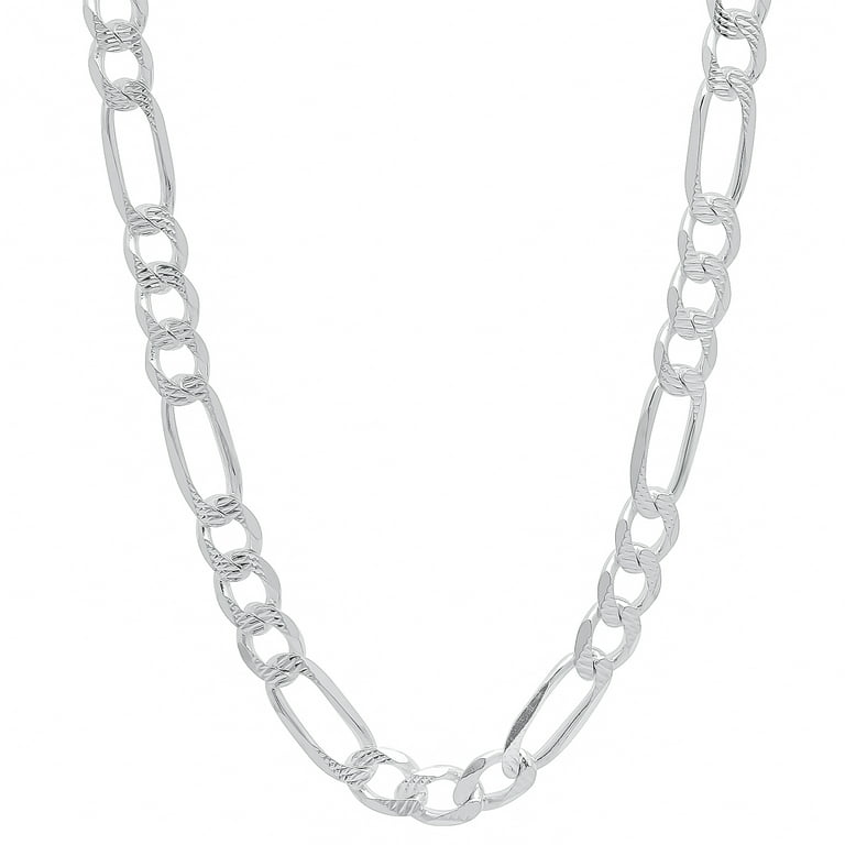24 in Mens Black Steel Figaro Necklace (5.5mm)