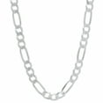 thumbnail image 1 of Men's 5.2mm .925 Sterling Silver Diamond-Cut Flat Figaro Chain Necklace, 26 inches, 1 of 7