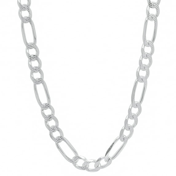 Men's 5.2mm .925 Sterling Silver Diamond-Cut Flat Figaro Chain Necklace, 30 inches