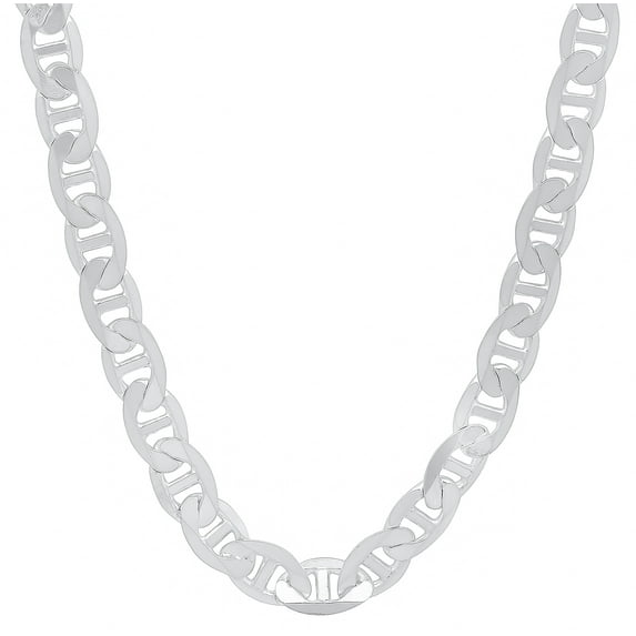 Men's 5.3mm Solid .925 Sterling Silver Flat Mariner Chain Necklace, 30 inches