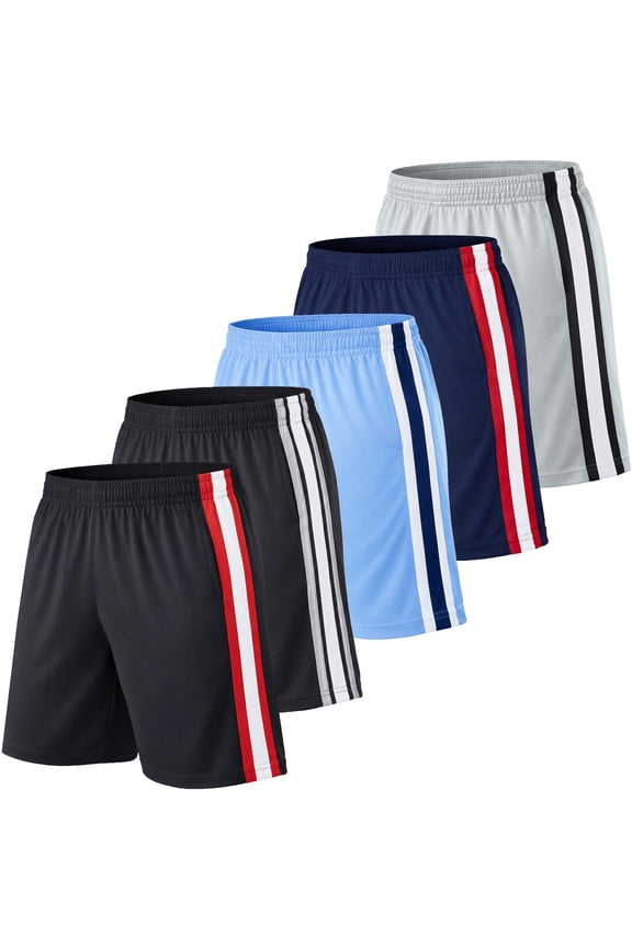 Men's 5-Pack Lightweight Breathable Moisture Wicking Mesh Shorts
