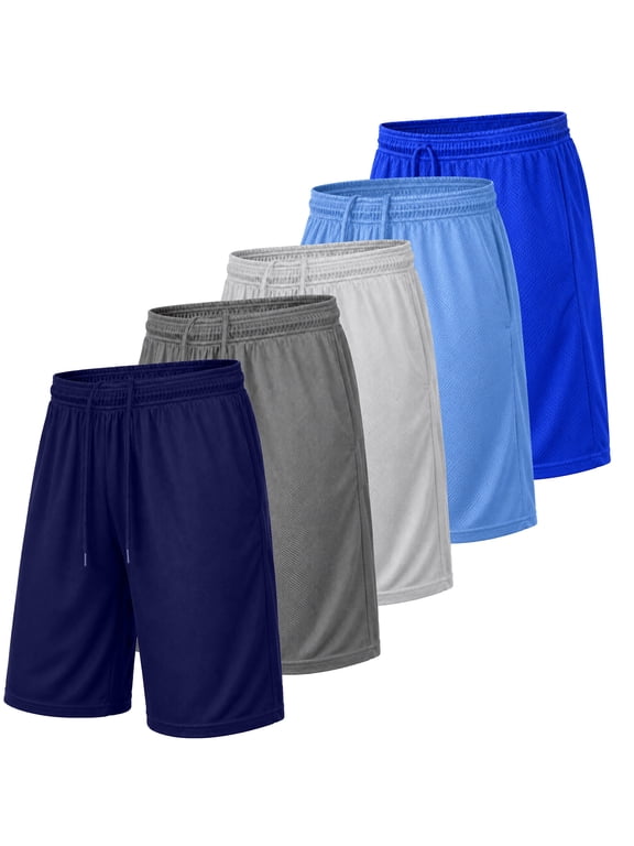 Men's 5-Pack Lightweight Breathable Moisture Wicking Mesh Shorts