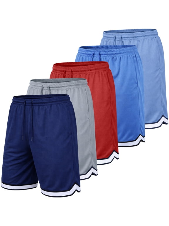 Men's 5-Pack Lightweight Breathable Moisture Wicking Mesh Shorts