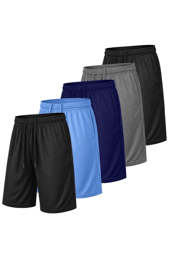 Men's 5-Pack Lightweight Breathable Moisture Wicking Mesh Shorts
