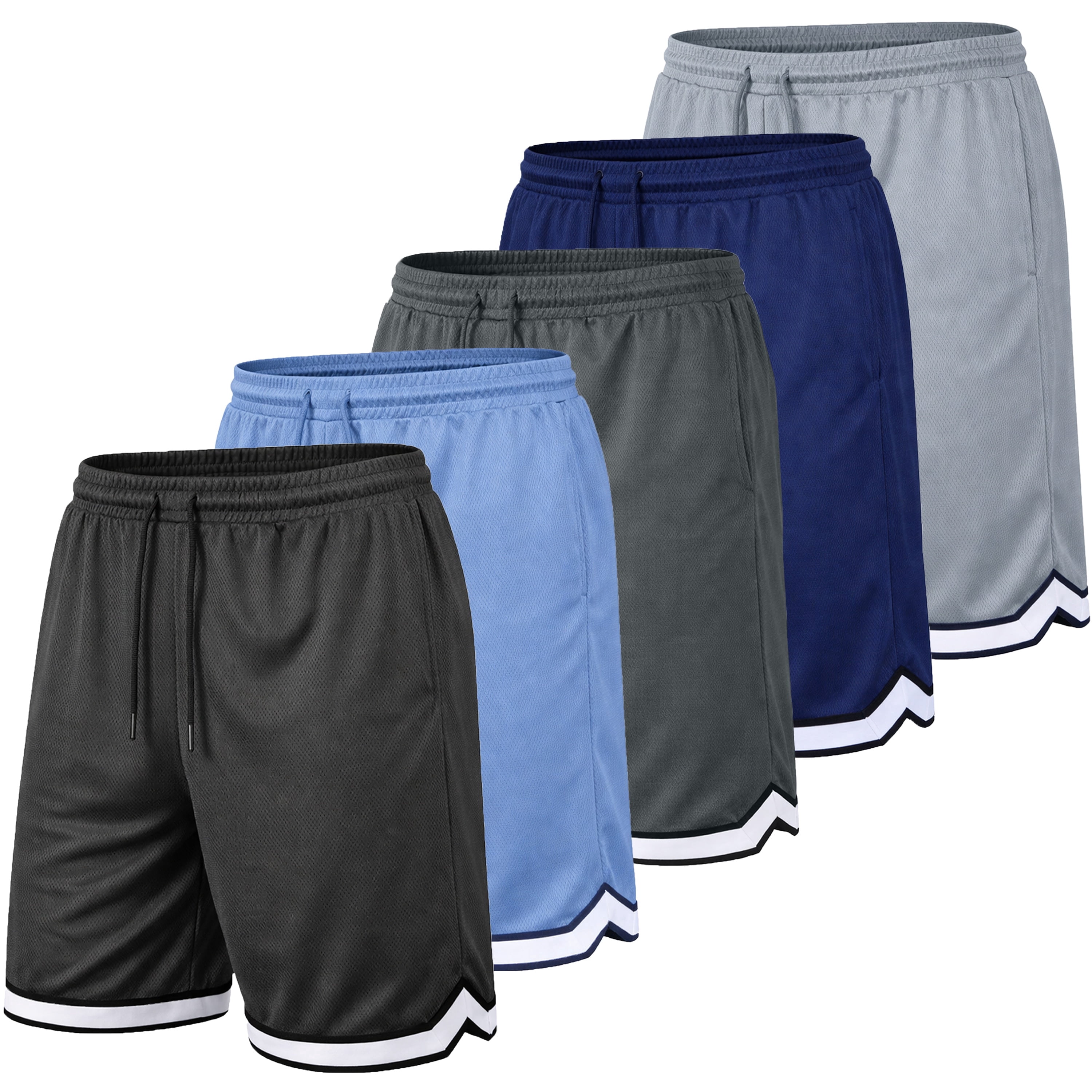 Galaxy by Harvic Men's 5-Pack Lightweight Breathable Mesh Shorts
