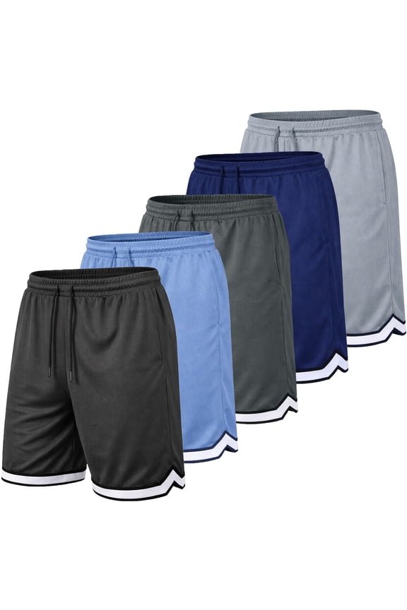 Men's 5-Pack Lightweight Breathable Moisture Wicking Mesh Shorts