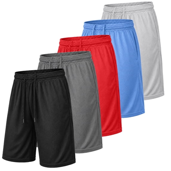 Men's 5-Pack Lightweight Breathable Moisture Wicking Mesh Shorts
