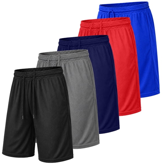 Men's 5-Pack Lightweight Breathable Moisture Wicking Mesh Shorts