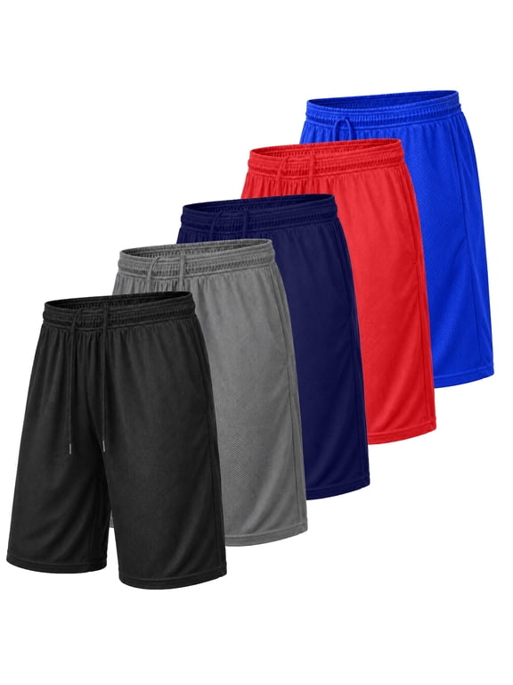 Men's 5-Pack Lightweight Breathable Moisture Wicking Mesh Shorts