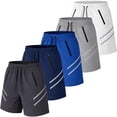 thumbnail image 1 of Men's 5-Pack Performance Training Shorts With Zipper Pockets (Sizes, S to 2XL), 1 of 6