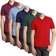 thumbnail image 1 of Men’s 5-Pack Short Sleeve Pique Polo Shirt – Modern-Fit Casual & Golf Shirt (Sizes: S-3XL), 1 of 6