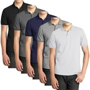 GALAXY BY HARVIC Men’s 5-Pack Short Sleeve Pique Polo Shirt – Modern-Fit Casual & Golf Shirt (Sizes: S-3XL)