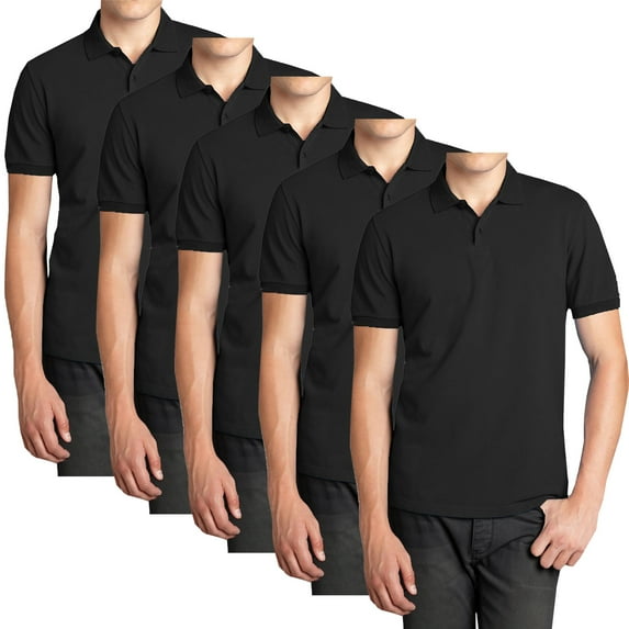 Men’s 5-Pack Short Sleeve Pique Polo Shirt – Modern-Fit Casual & Golf Shirt (Sizes: S-3XL)