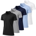 thumbnail image 1 of Men’s 5-Pack Short Sleeve Pique Golf Polo Shirt – Modern-Fit Casual & Golf Shirt (Sizes: S-3XL), 1 of 6